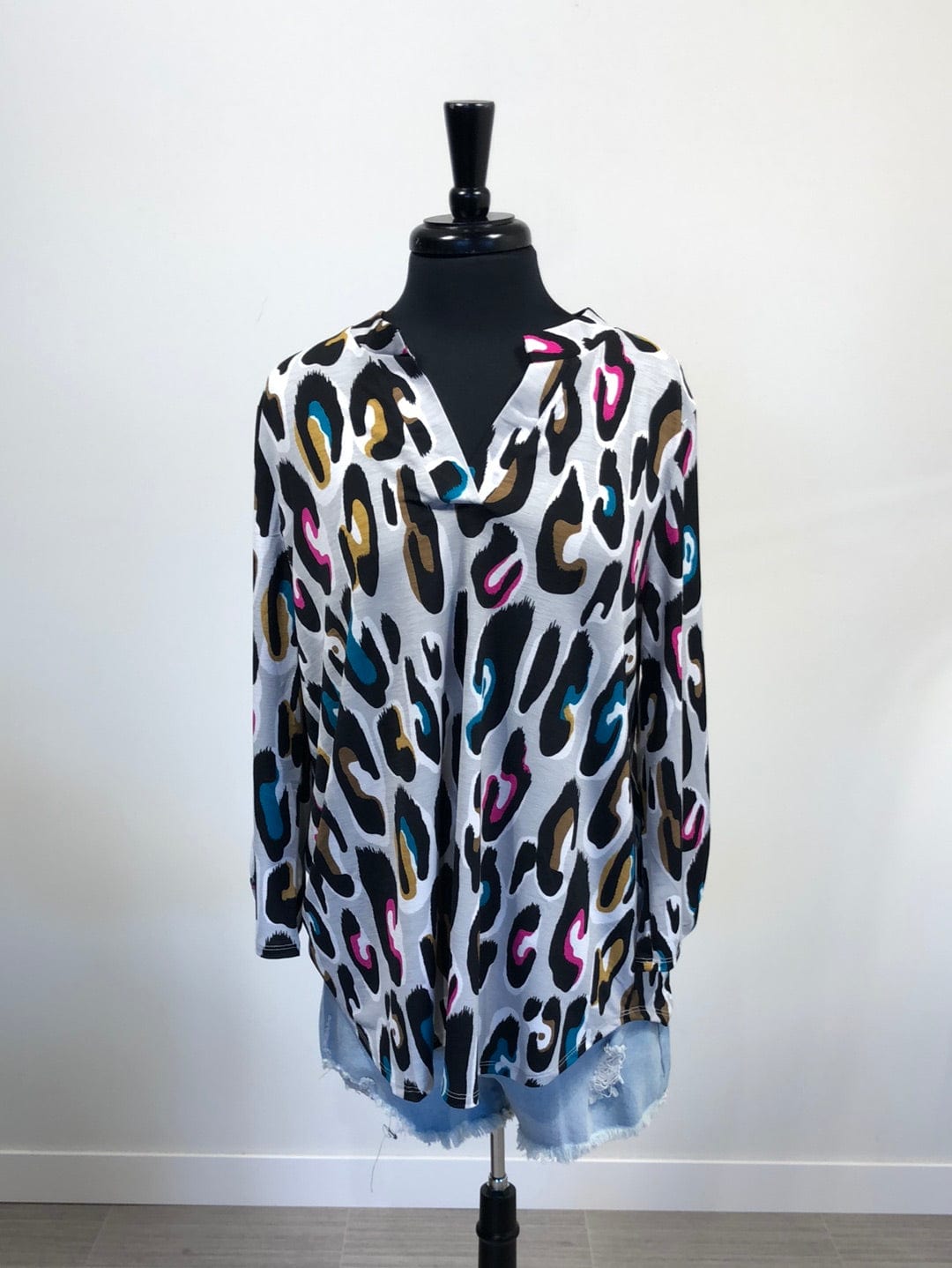 Grey Animal Print Lizzy Top