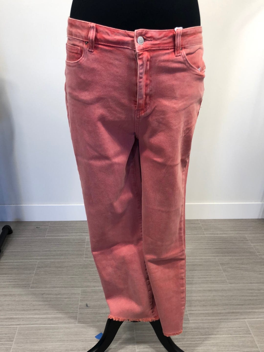 Ash Pink Acid Wash Crop Denim