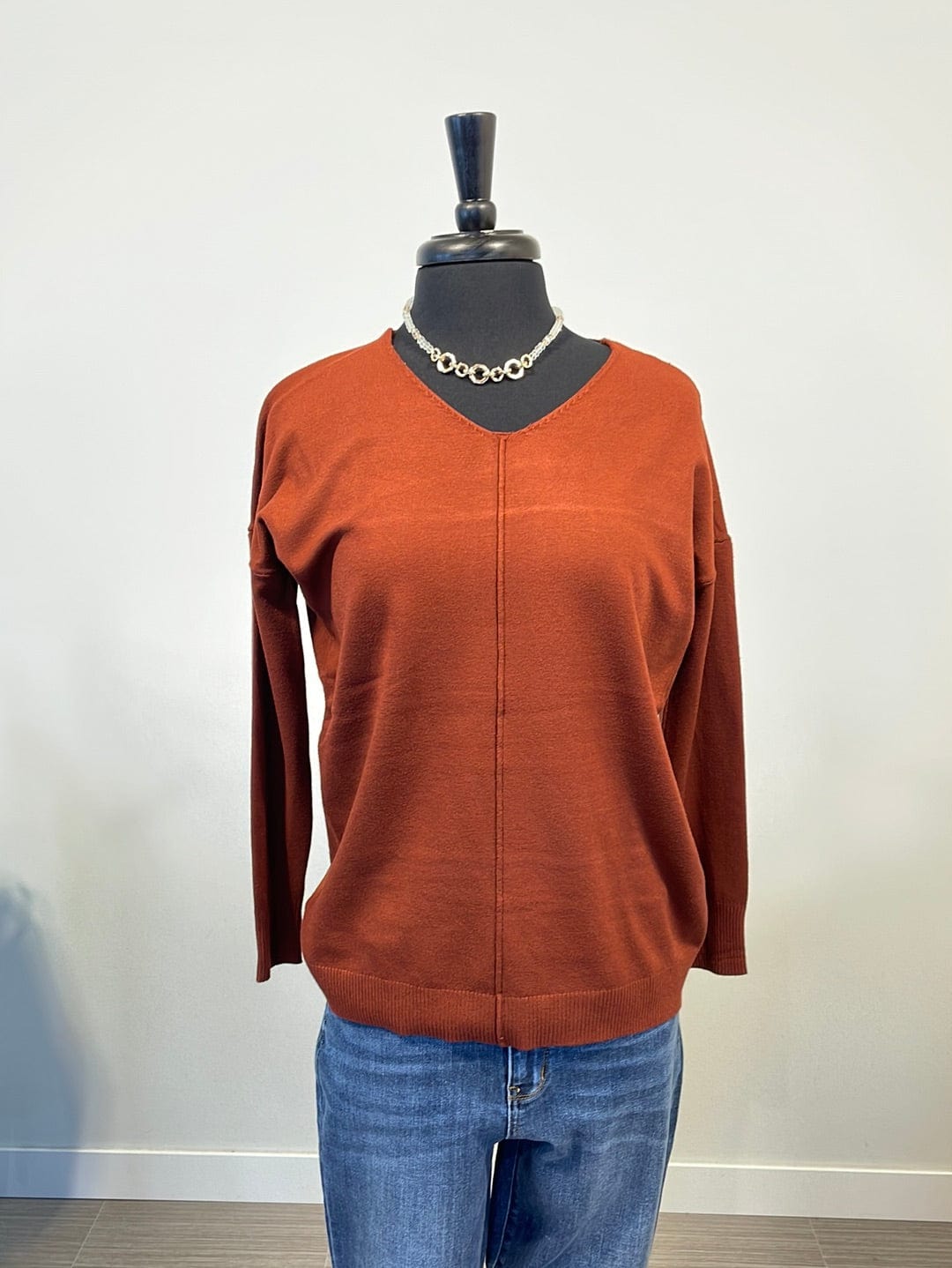 Dark Rust Center Seam Favorite Sweater