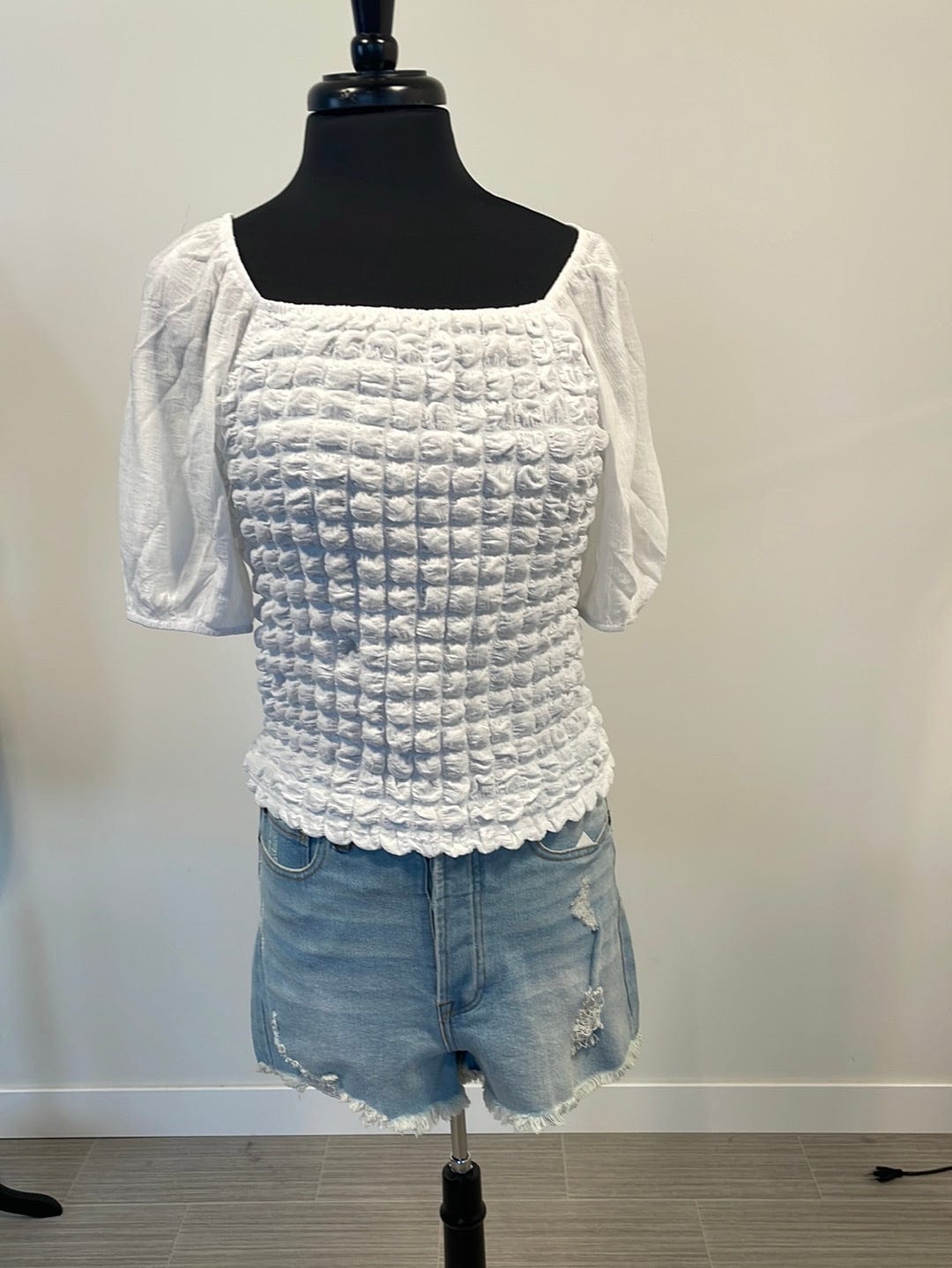 Off White Smocked Top