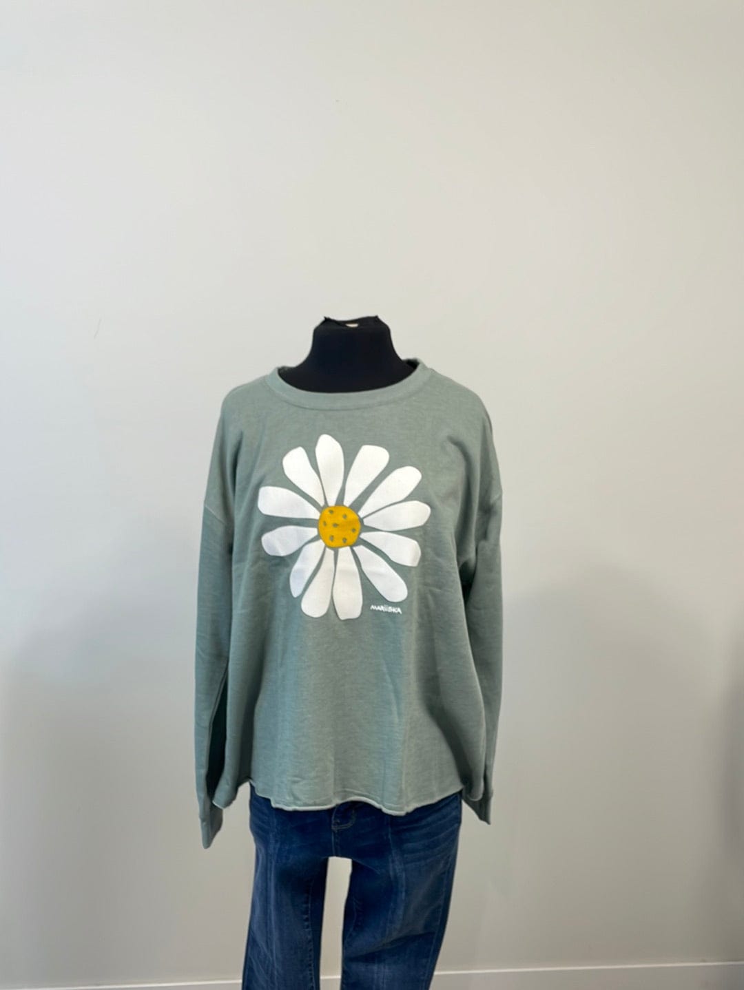 Sage Big Daisy Crewneck
