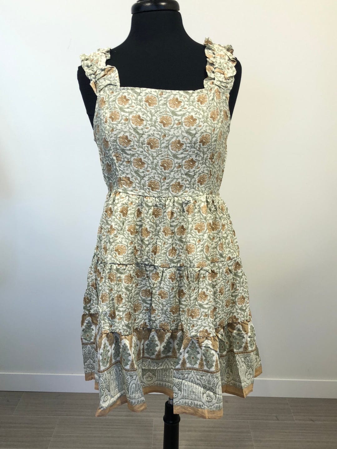Olive Multi Print Mini Dress