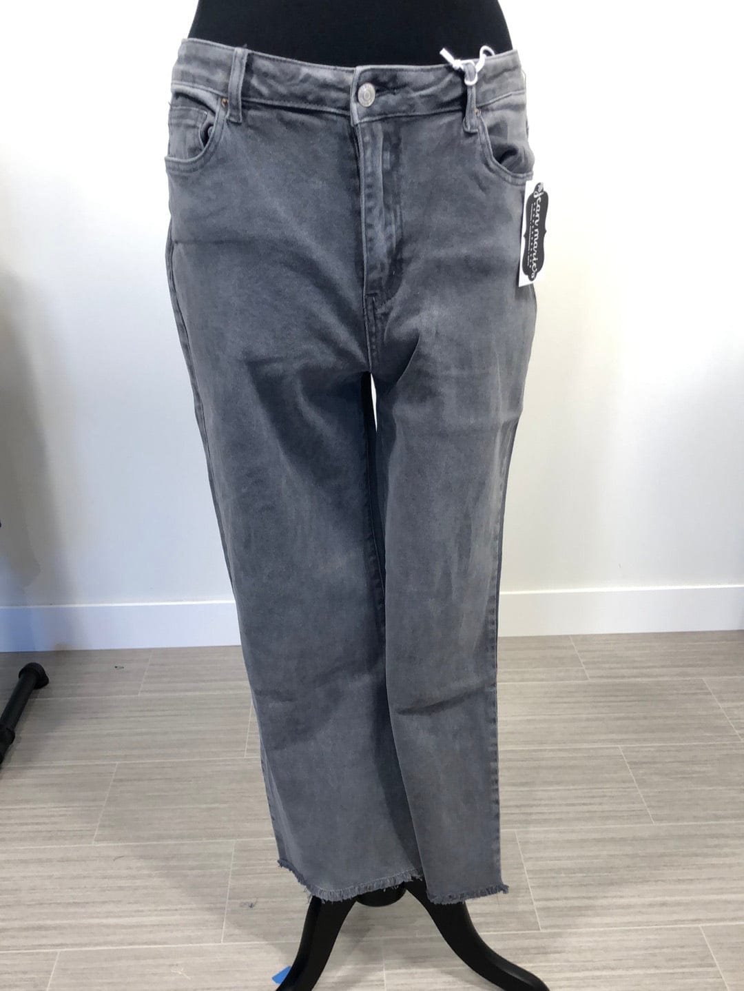 Ash Black Acid Wash Crop Denim
