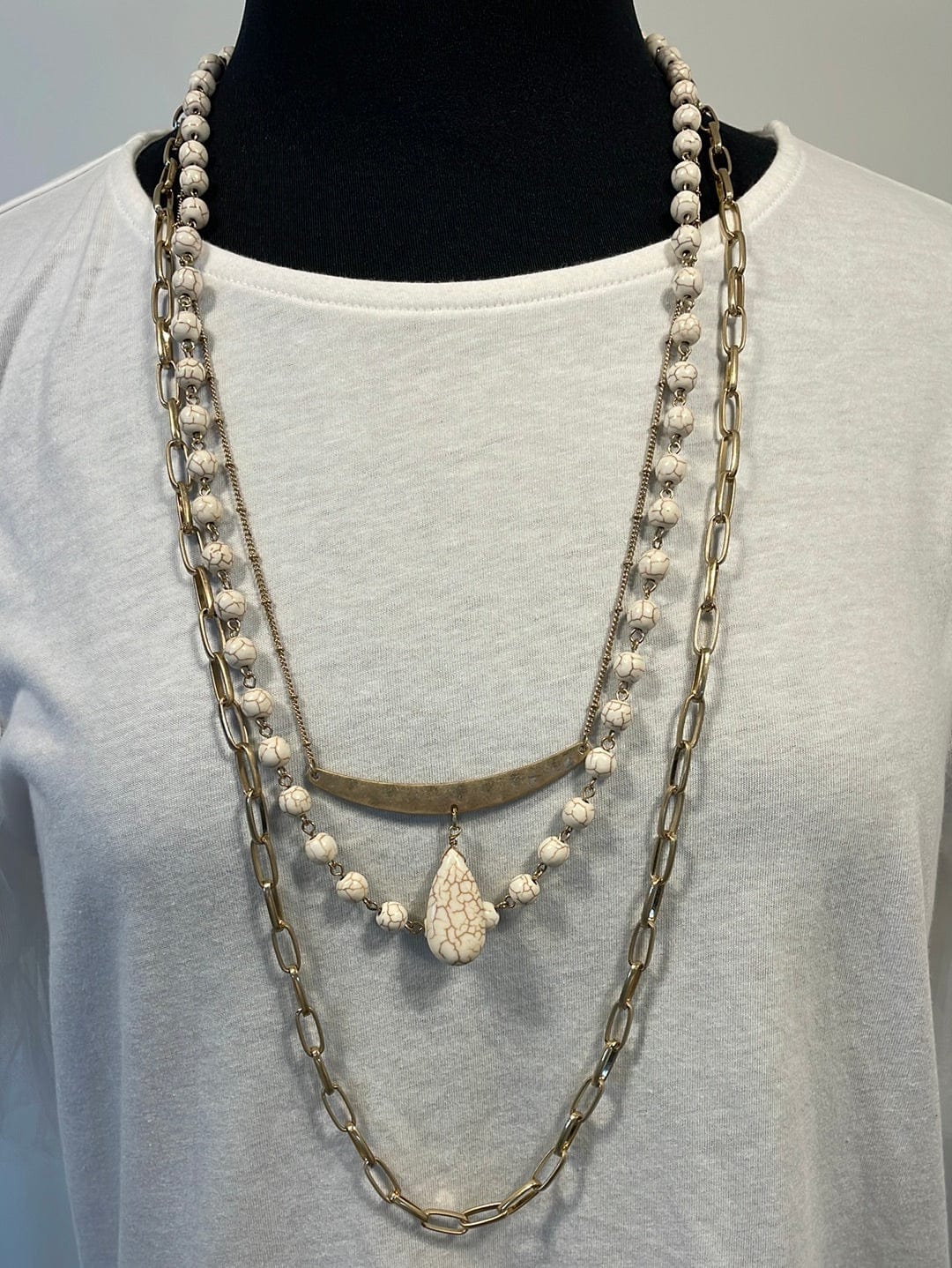 Gold Stone Layers Necklace