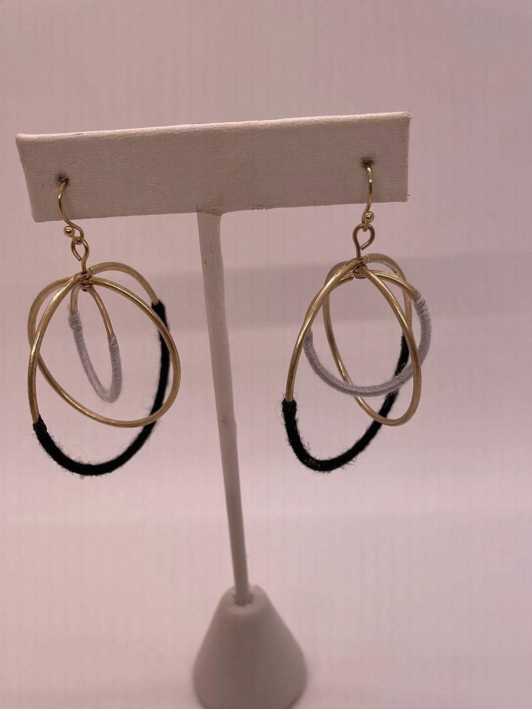 Black Threaded Circle Earring