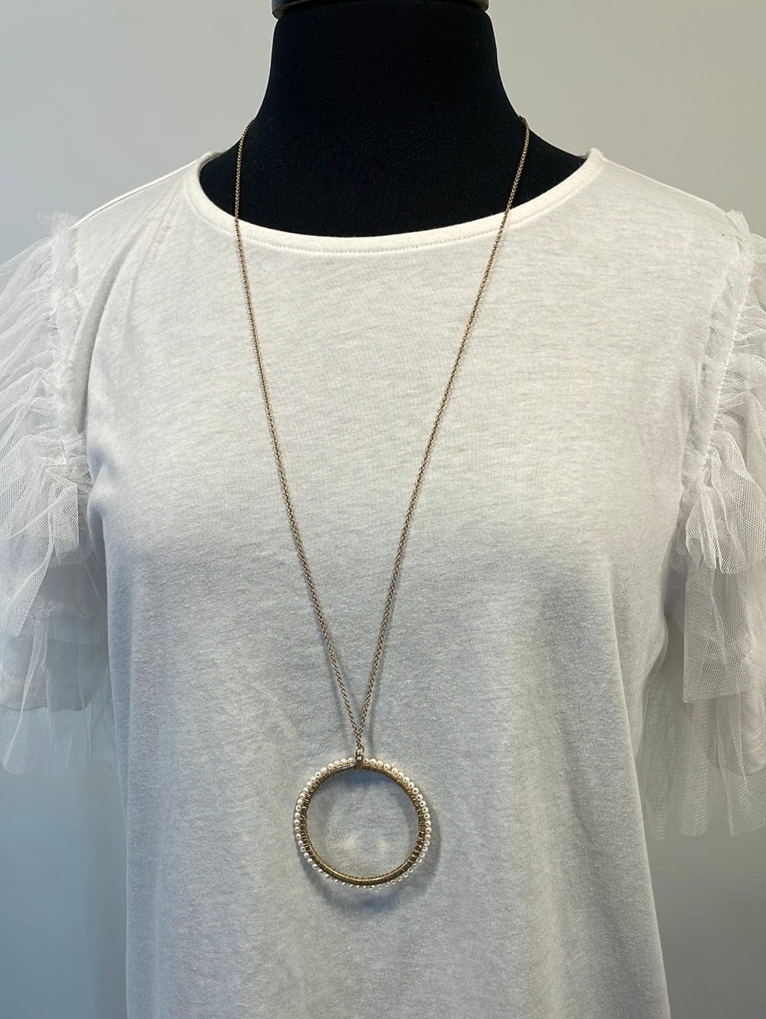 Gold Beaded Circle Necklace
