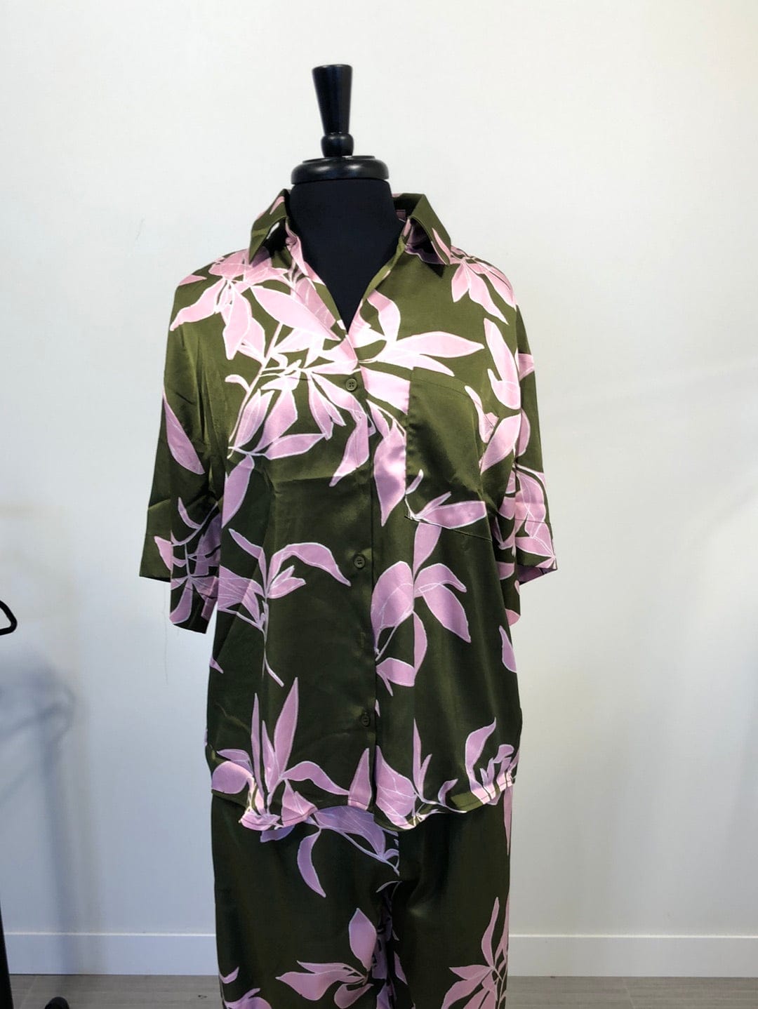 Olive Tropical Leaf Top
