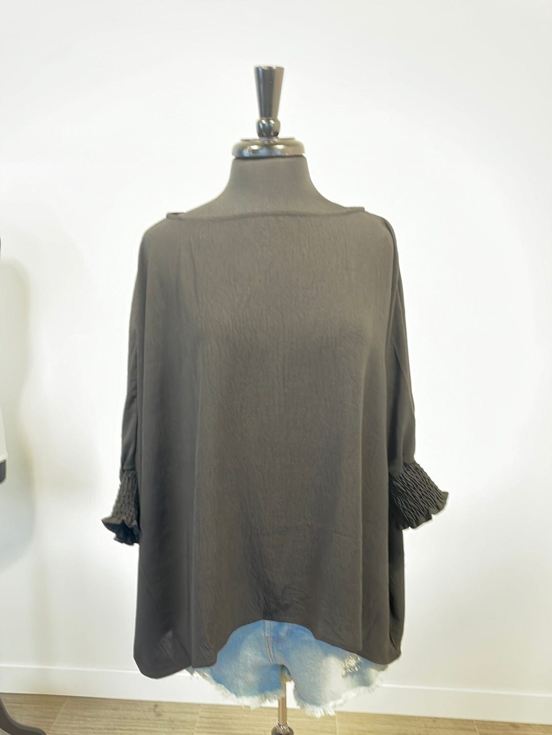 Black Oversized Boatneck Blouse