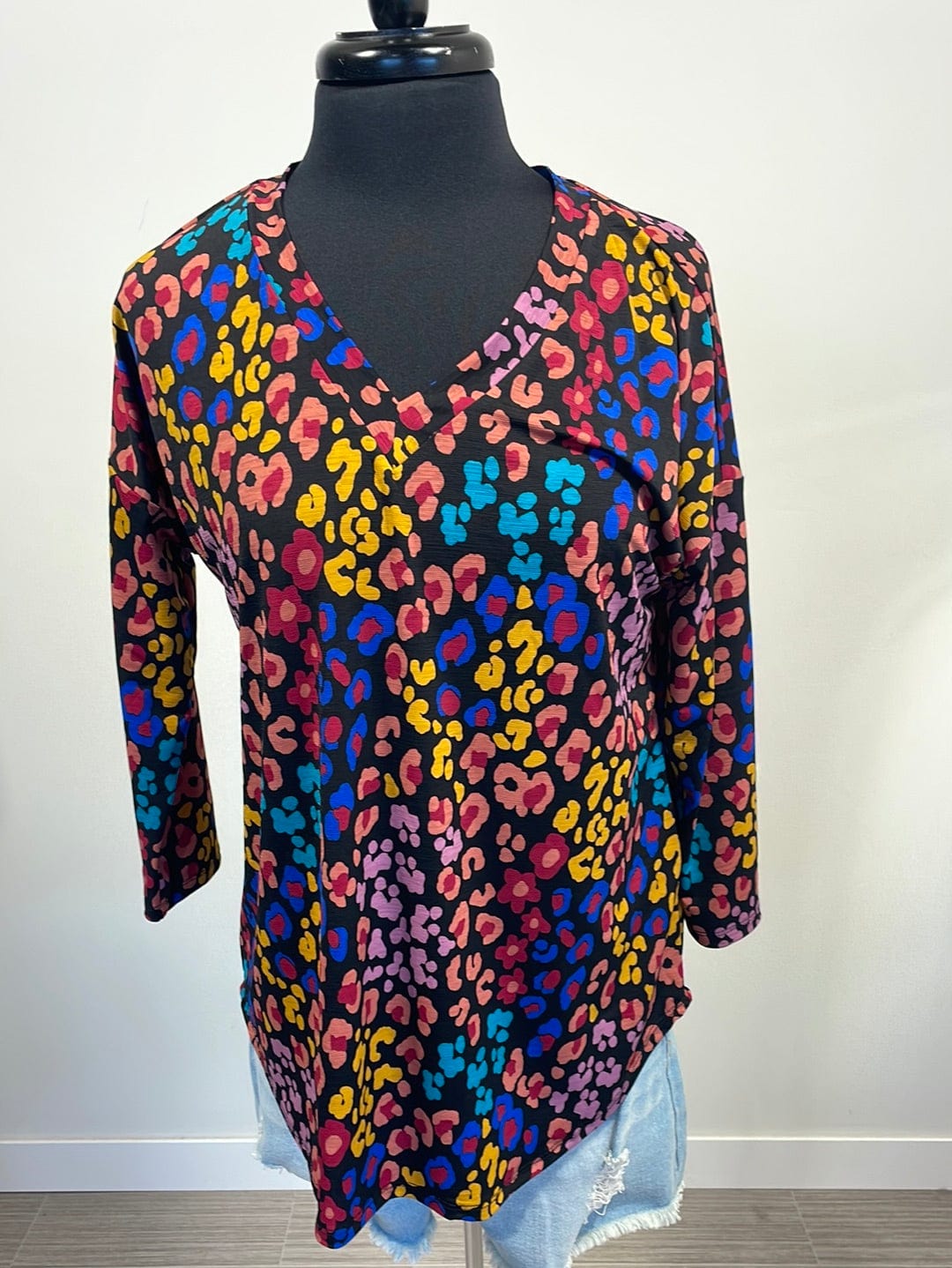 Black Colorful Animal Print Top