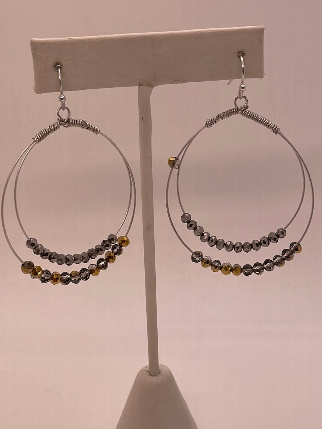 Silver Beaded Circle Earring