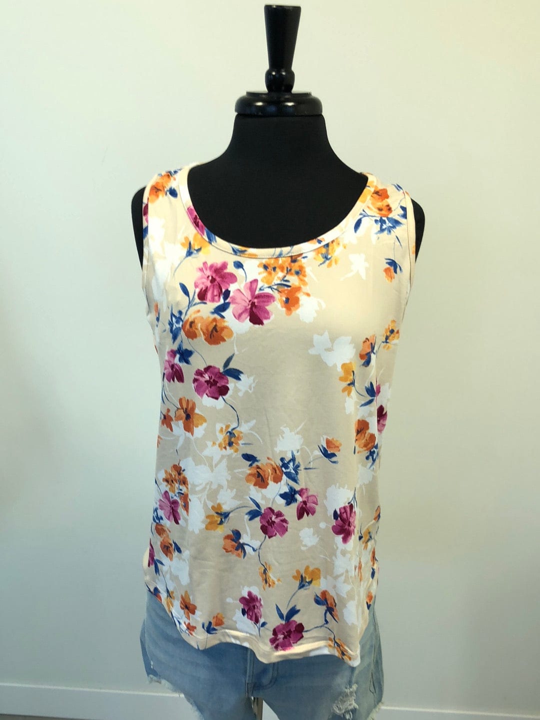 Brushed Sand Floral Sleeveless Top