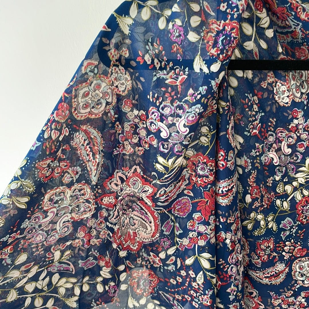 Navy Floral & Paisley Sheer Vest