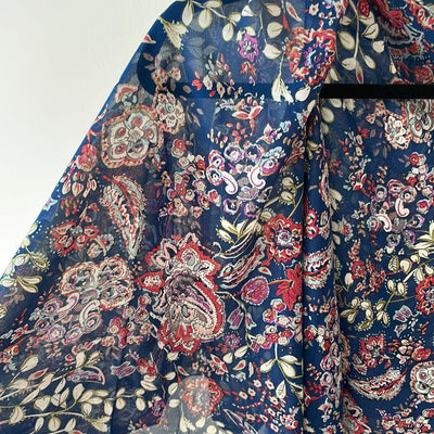 Navy Floral & Paisley Sheer Vest