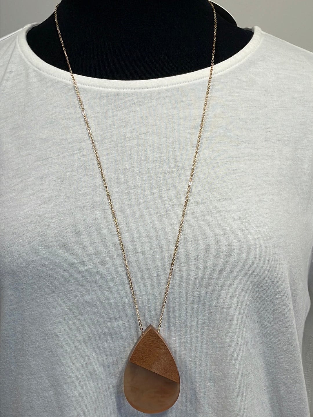Brown Wood Resin Mix Necklace
