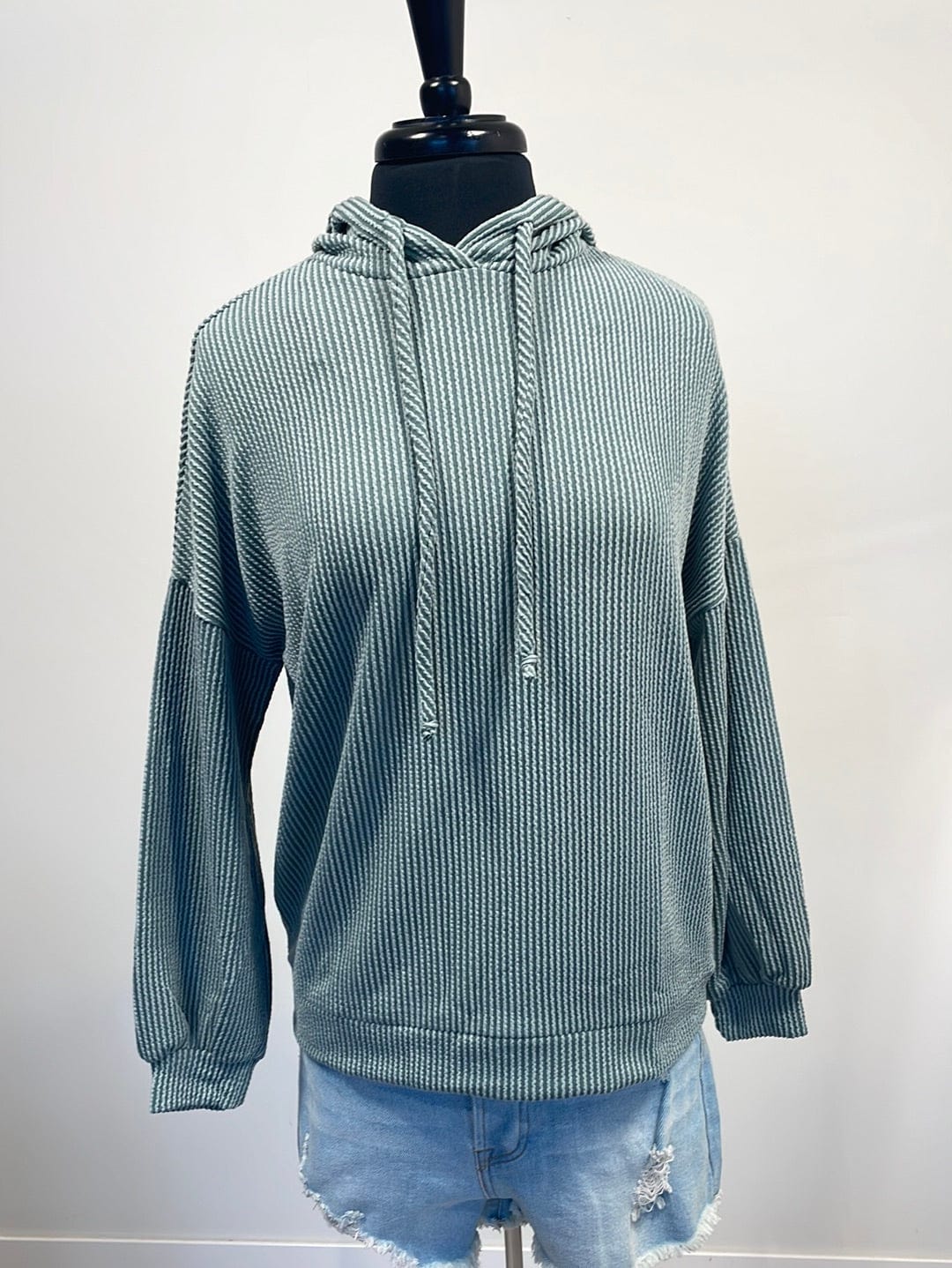 Olive Textured Hoodie Top