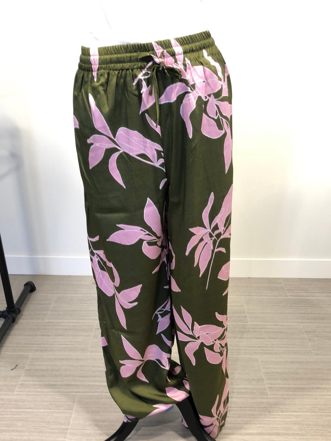 Olive Tropical Leaf Pants