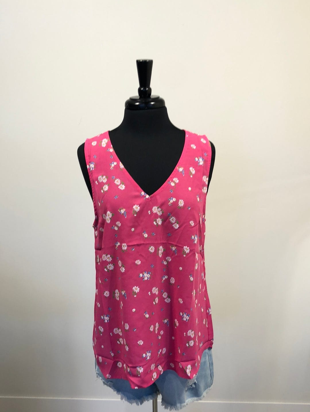 Pink Floral Print Tank Top