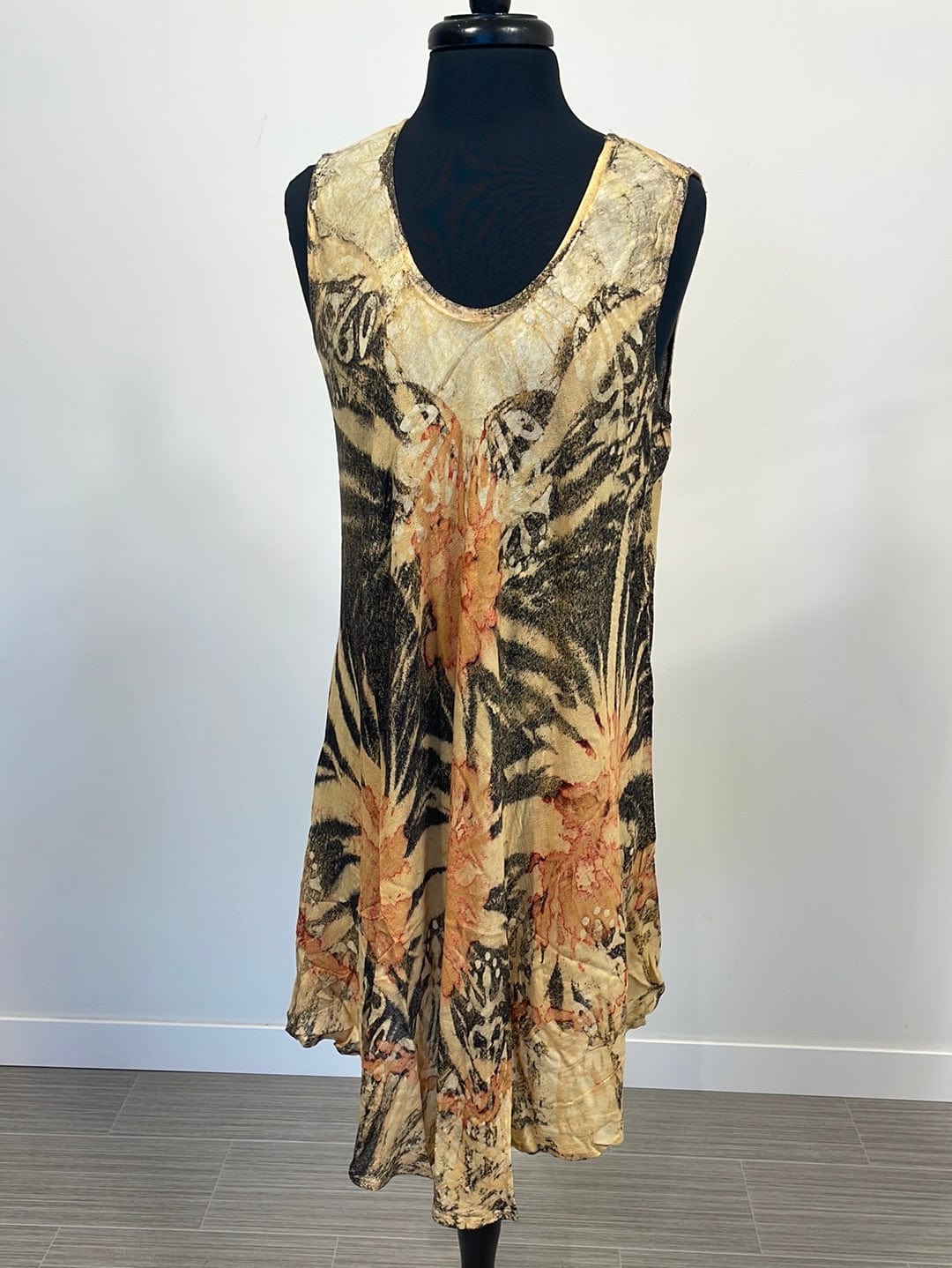 Natural Black Tie Dye Dress