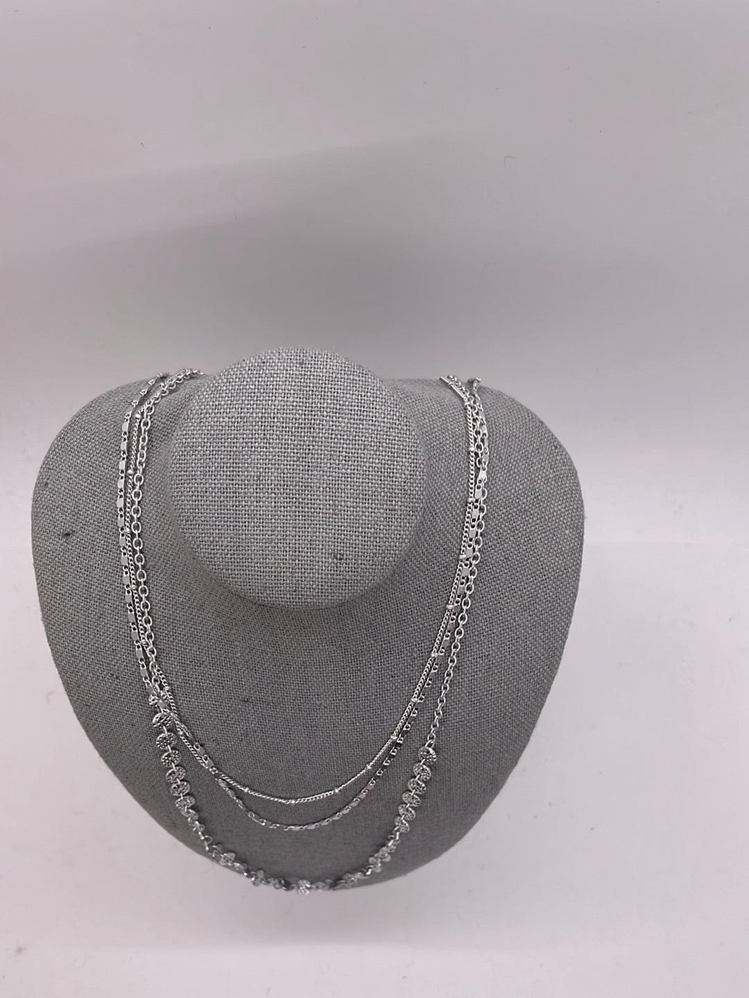 Silver Chain Triple Necklace