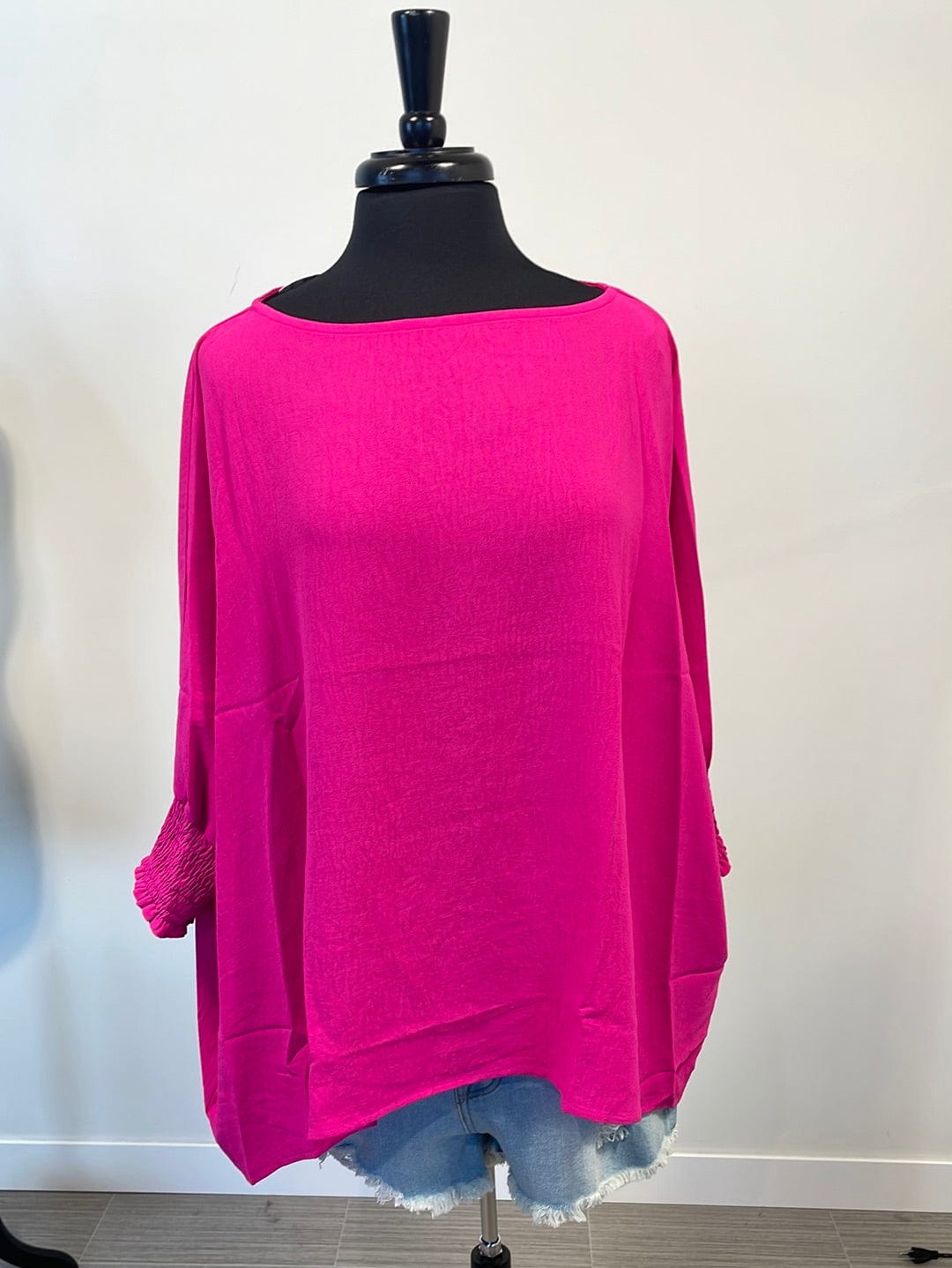 Hot Pink Oversized Boatneck Blouse