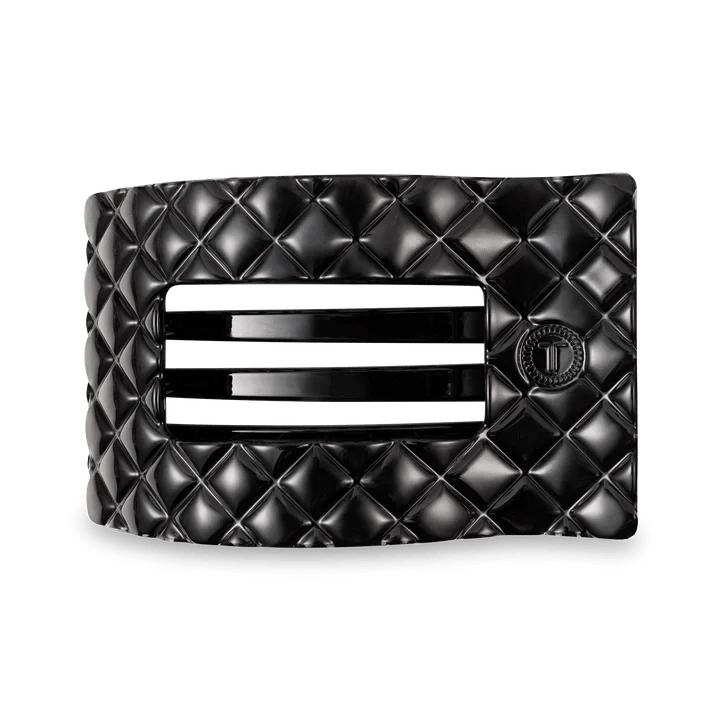 Jet Black Quilted Large Flat Rectangle Clip