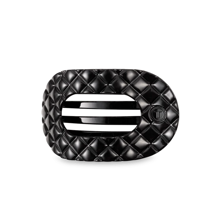 Jet Black Quilted Medium Flat Round Clip