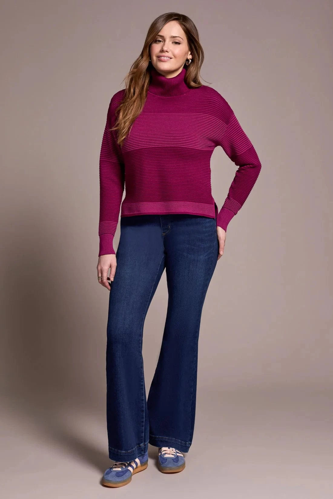 Plumwine 2-Tone Turtleneck Sweater