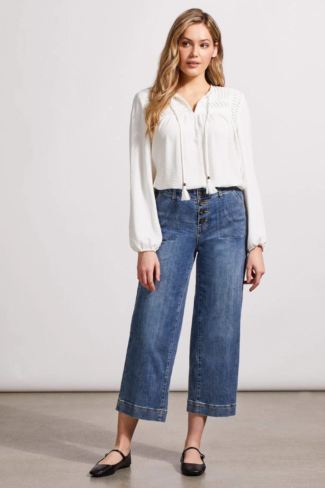 Audrey Hugging Wide Crop Denim - River Blue
