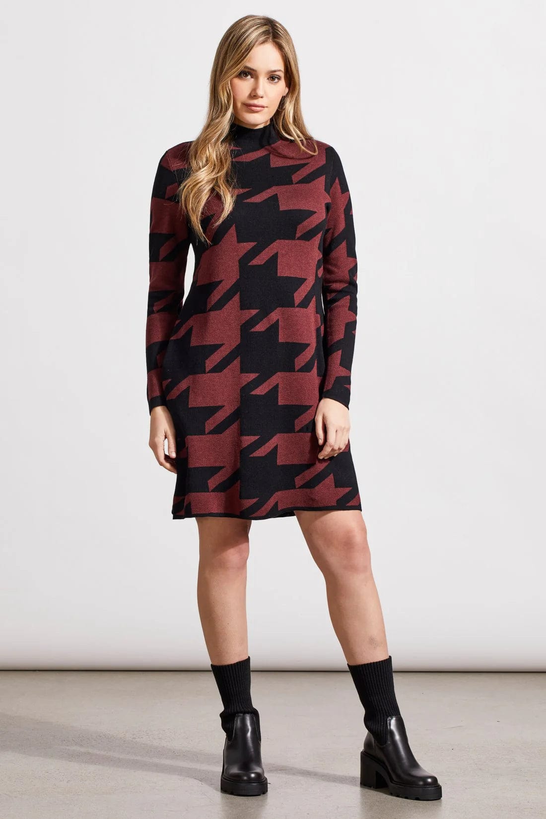 Rum Funnel Neck Jacquard Sweater Dress