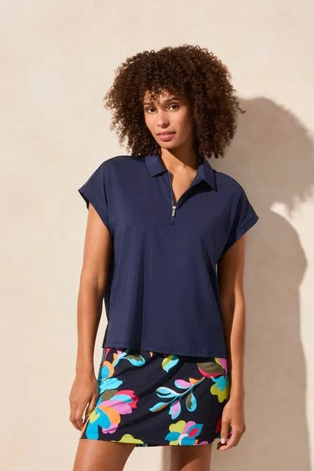 Jet Blue Dolman Polo Top