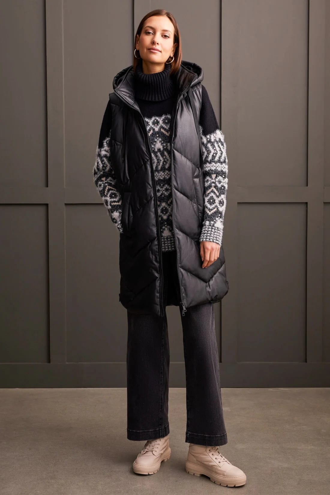 Black Long Puffer Vest