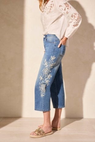 Audrey Girlfriend Crop Jeans w/Embroidered