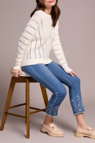 Eggshell Crew Neck Sweater w/Special Wash