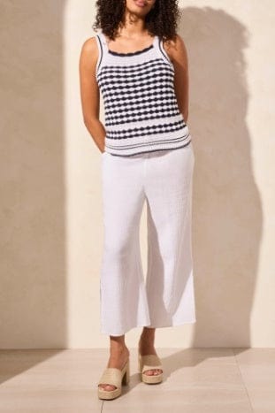 Nautical Wide Strap Crochet Sweater Tank