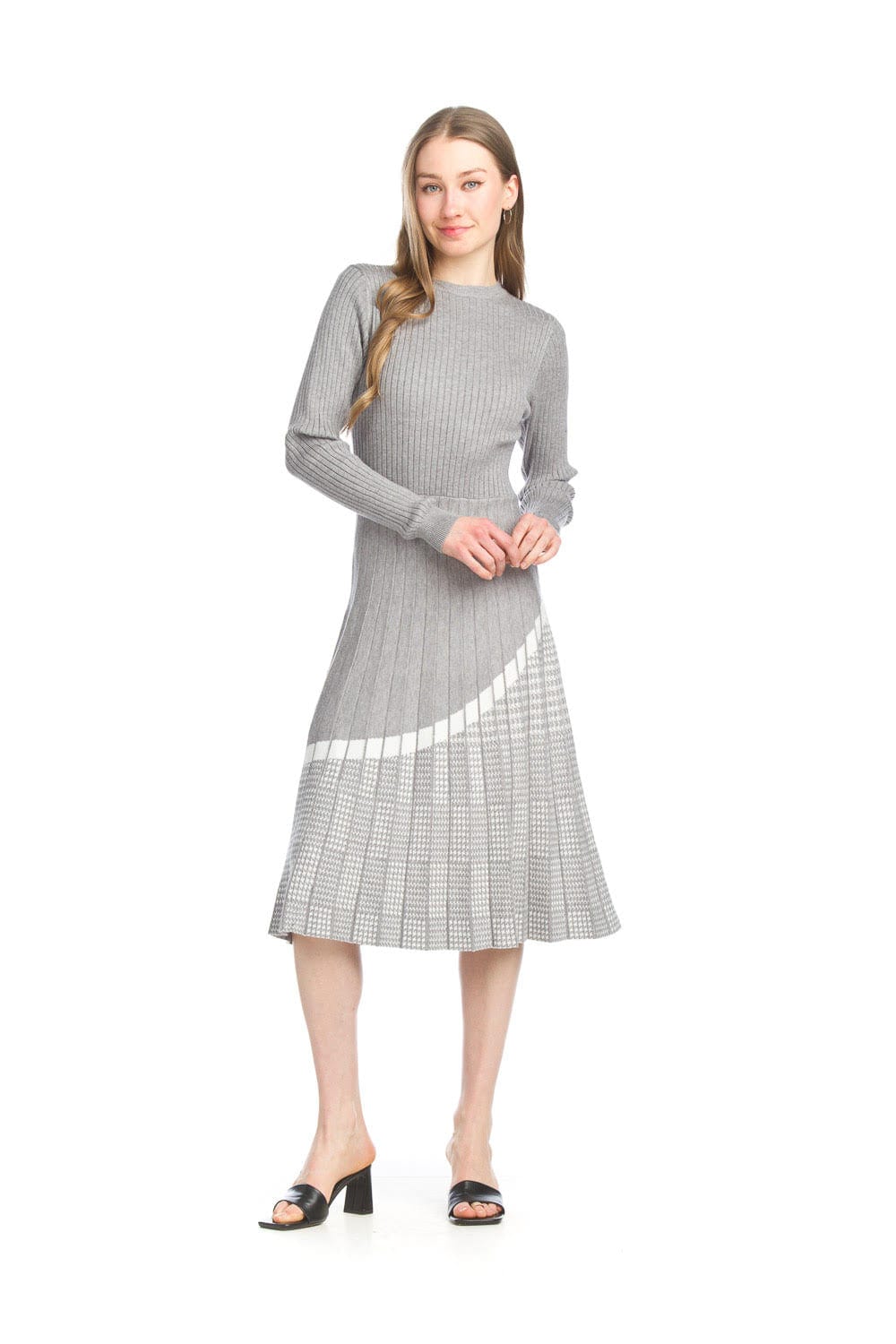 Grey Ribbed Skater Dress