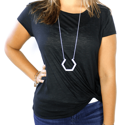 Open Hexagon Pendant Necklace