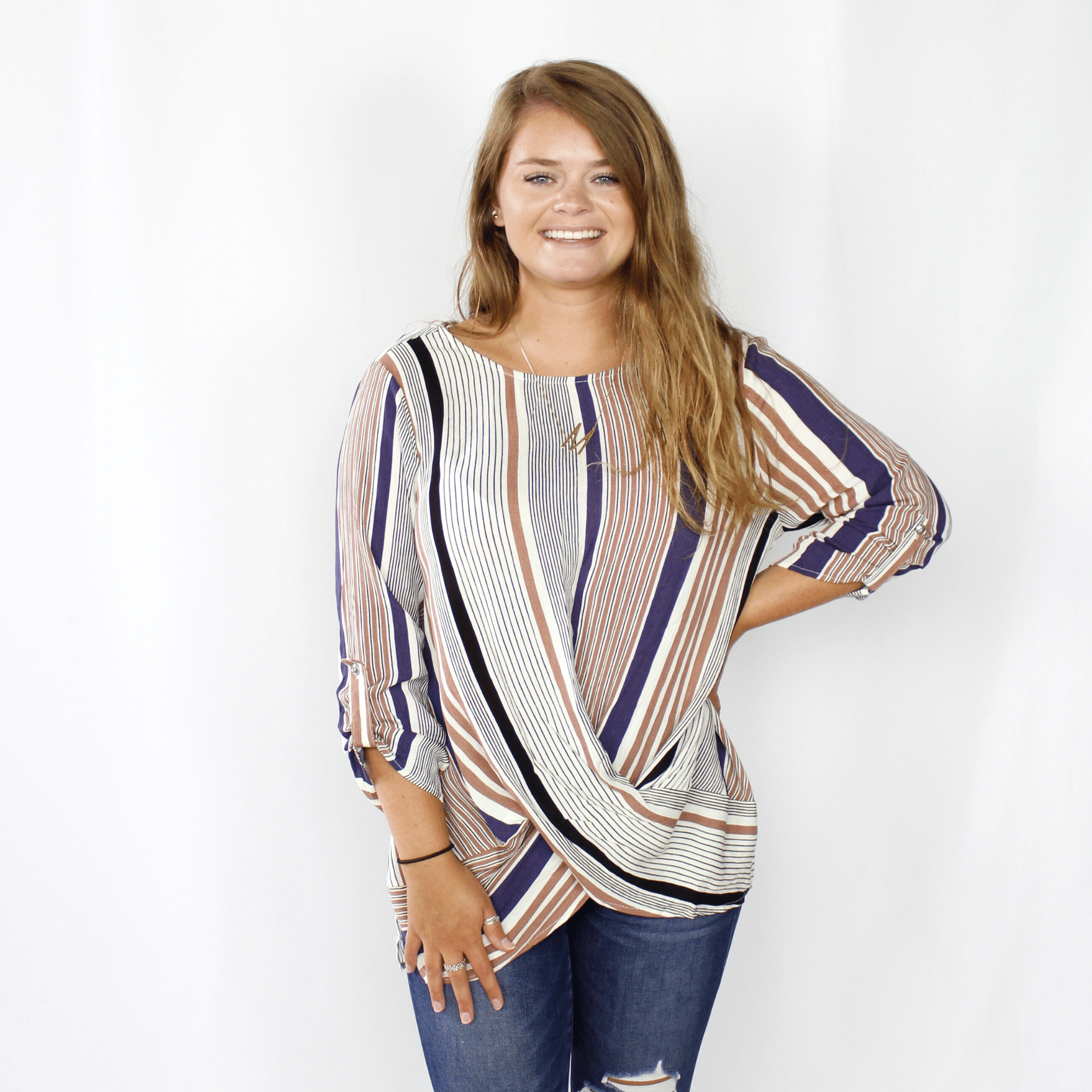 Striped Twisted Hem Top