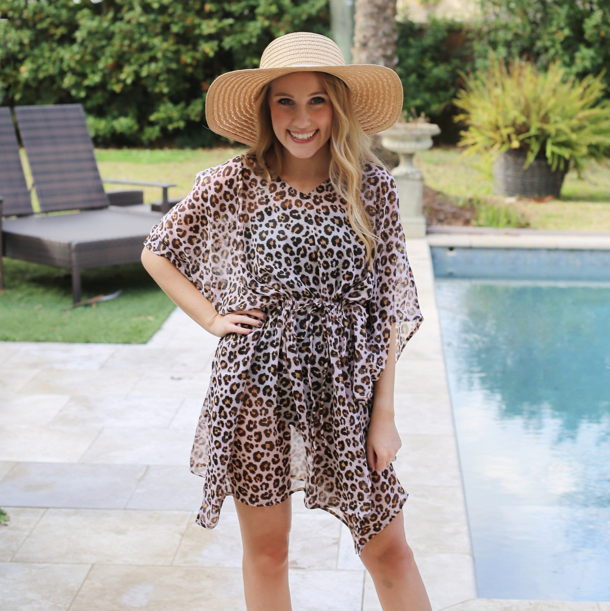 Leopard Drawstring Cover Up