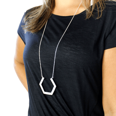 Open Hexagon Pendant Necklace