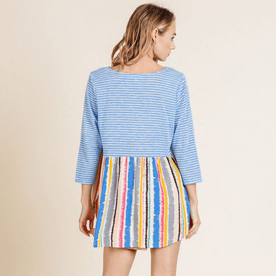 Sky Mix Stripe Babydoll Top