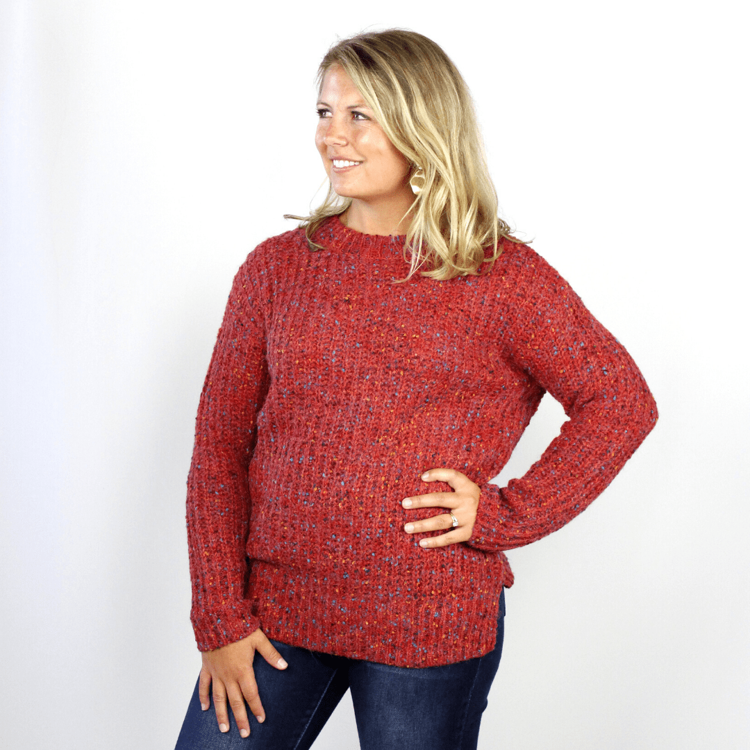 Color Speckled Pullover Sweater