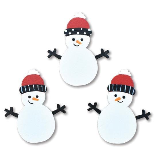 Snowmen w/Stocking Cap Magnets S/3 Red