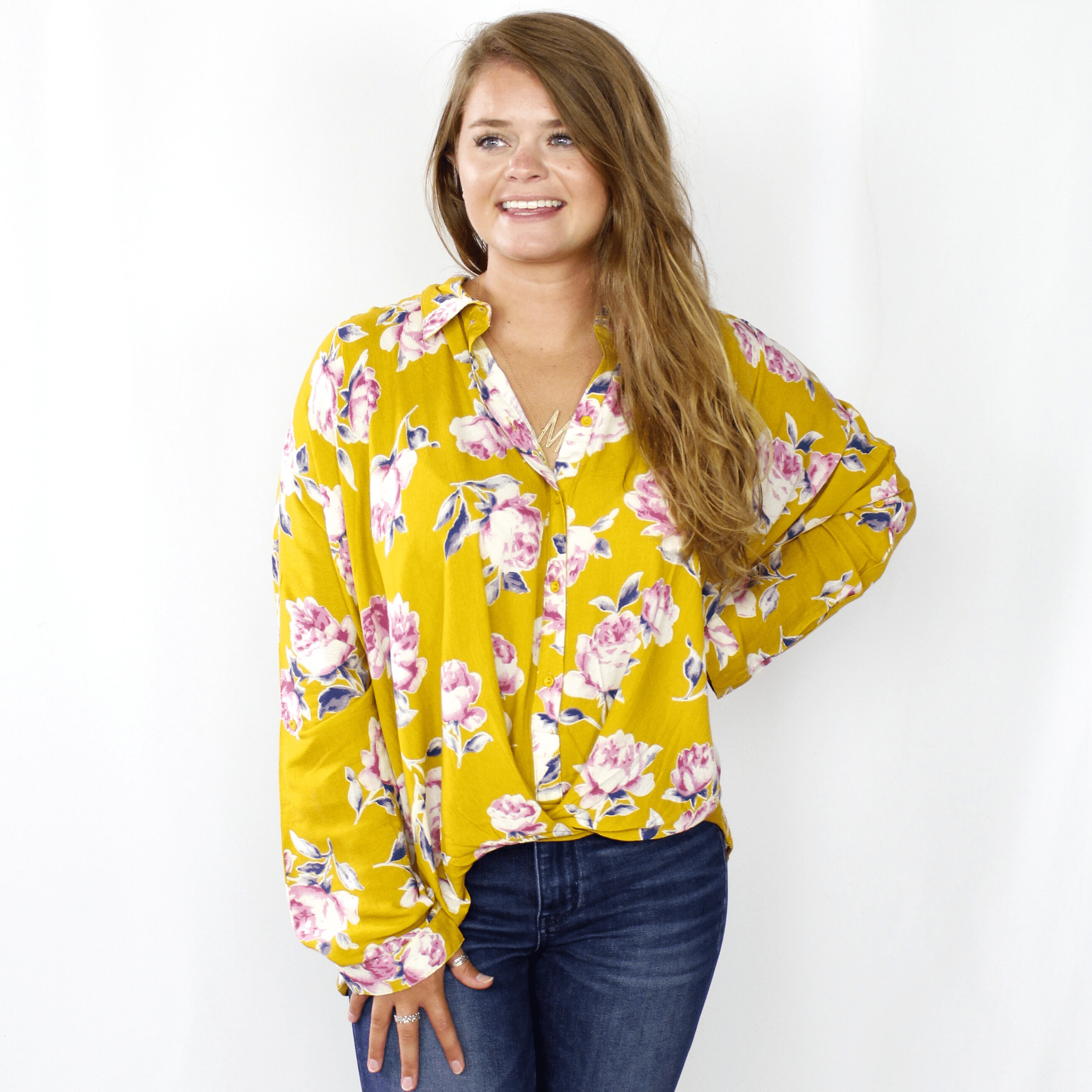 Mango Floral Button Wrap Top