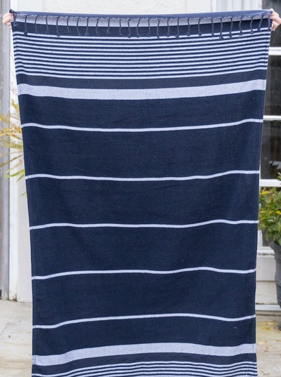 Navy Bahama Stripe Beach Towel