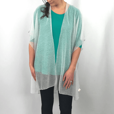 Silver Sparkle Sheer Kimono Vest