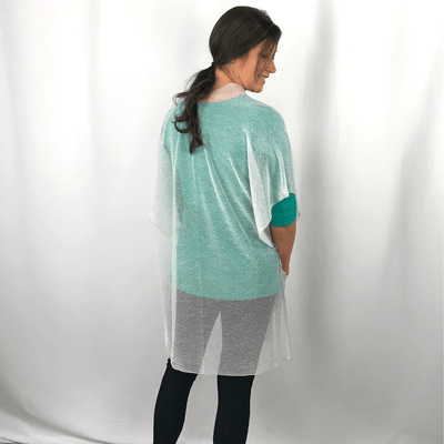 Silver Sparkle Sheer Kimono Vest