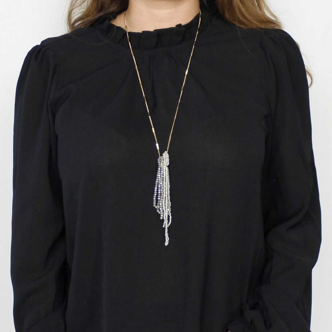 Gray Beaded Pendant Necklace
