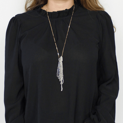 Gray Beaded Pendant Necklace