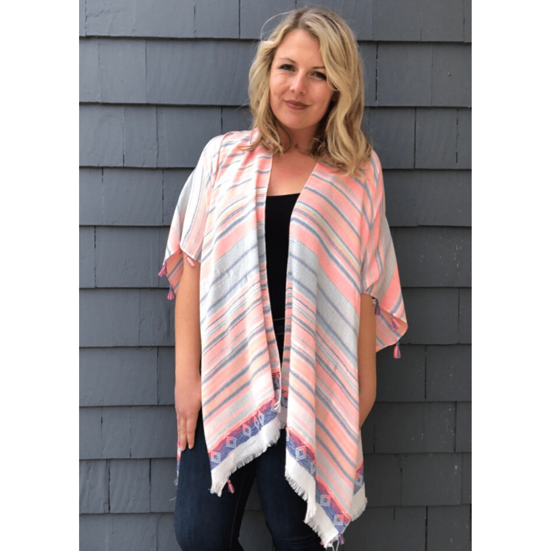 Multi Neon Stripe Kimono