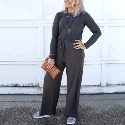 Long Sleeve Drawstring Jumpsuit